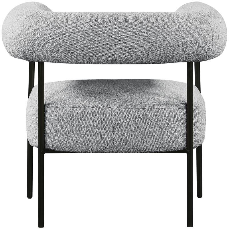 Pemberly Row Contemporary Boucle Fabric/Metal Accent Chair in Gray