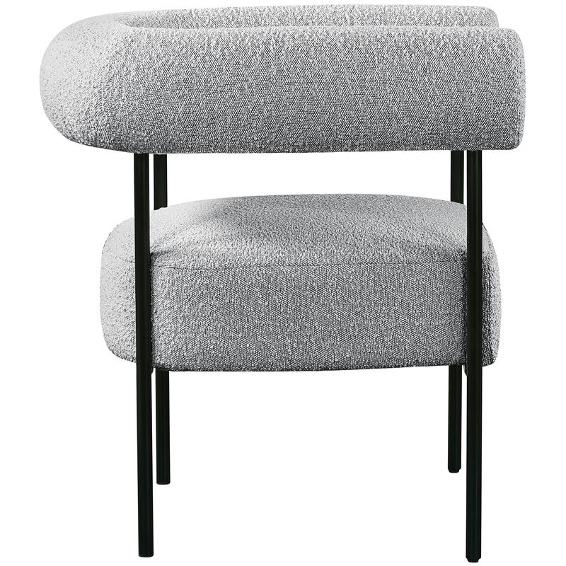 Pemberly Row Contemporary Boucle Fabric/Metal Accent Chair in Gray