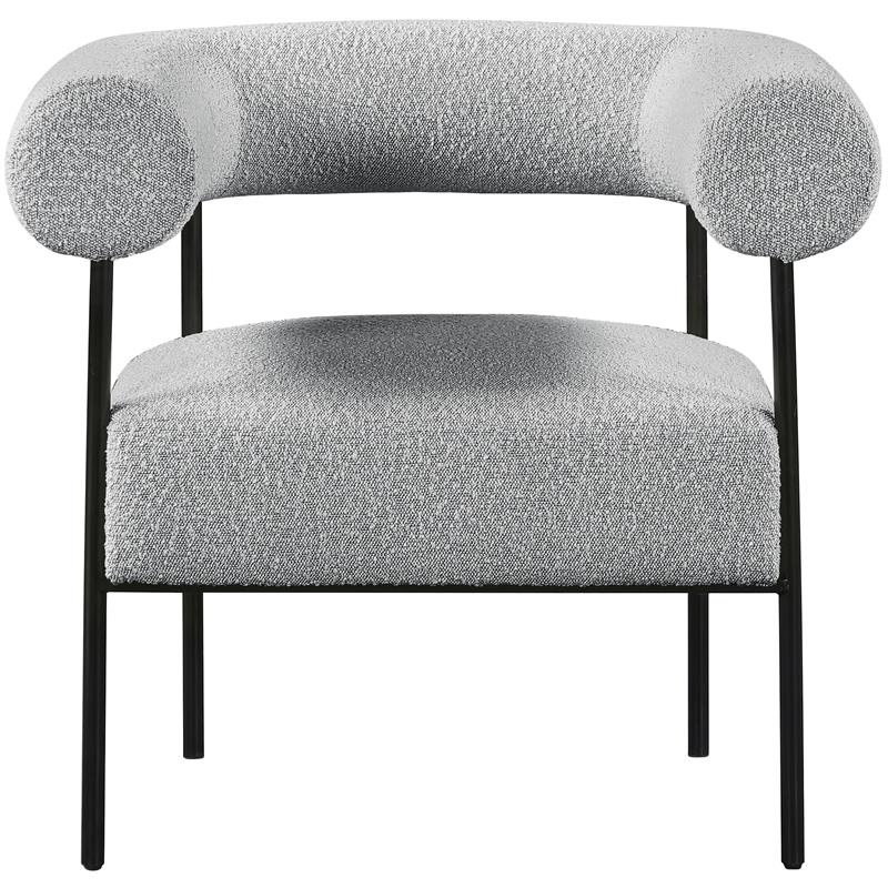 Pemberly Row Contemporary Boucle Fabric/Metal Accent Chair in Gray