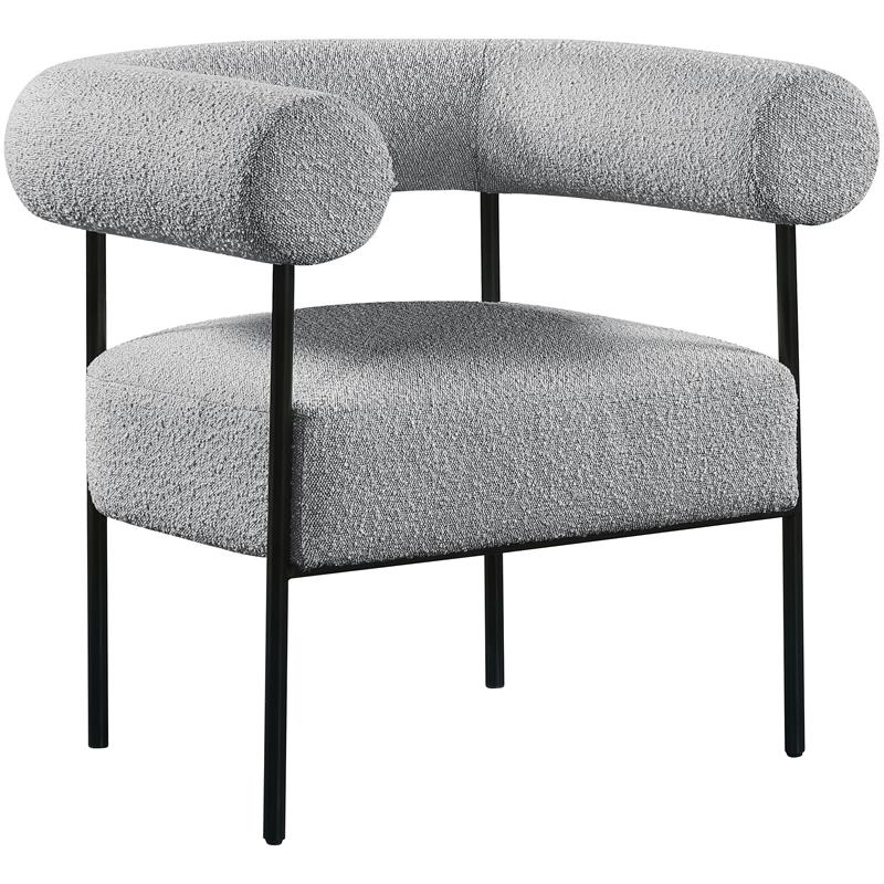 Pemberly Row Contemporary Boucle Fabric/Metal Accent Chair in Gray