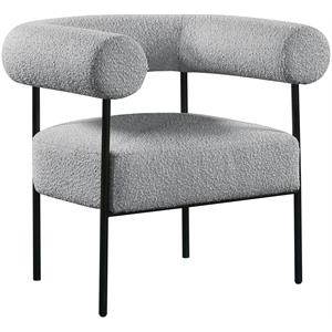 Pemberly Row Contemporary Boucle Fabric/Metal Accent Chair in Gray