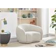 Pemberly Row Contemporary Boucle Fabric Chair With Rounded Back in Cream