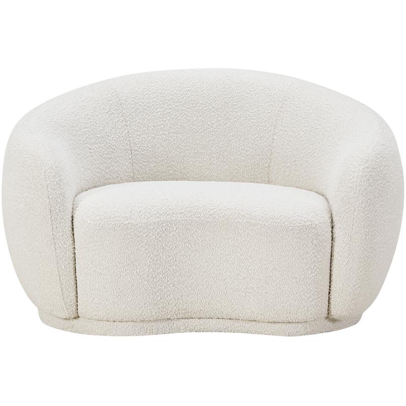 Pemberly Row Contemporary Boucle Fabric Chair With Rounded Back in Cream