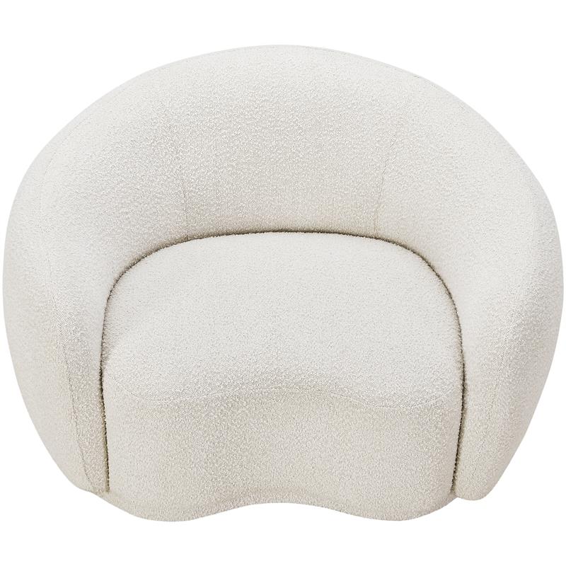 Pemberly Row Contemporary Boucle Fabric Chair With Rounded Back in Cream