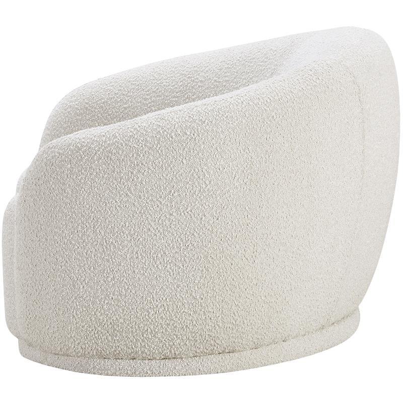 Pemberly Row Contemporary Boucle Fabric Chair With Rounded Back in Cream