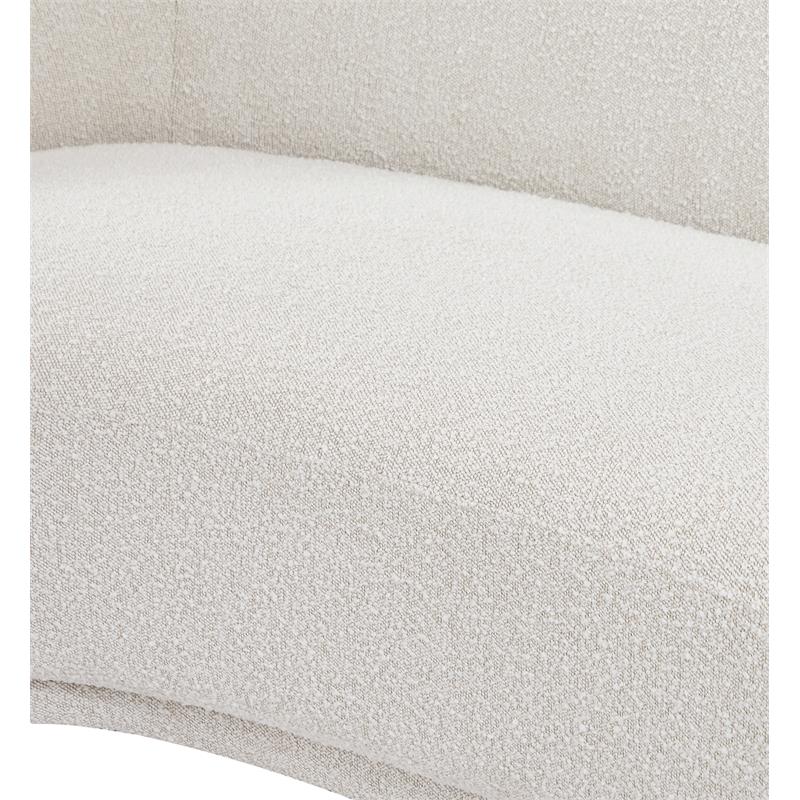 Pemberly Row Contemporary Boucle Fabric Chair With Rounded Back in Cream