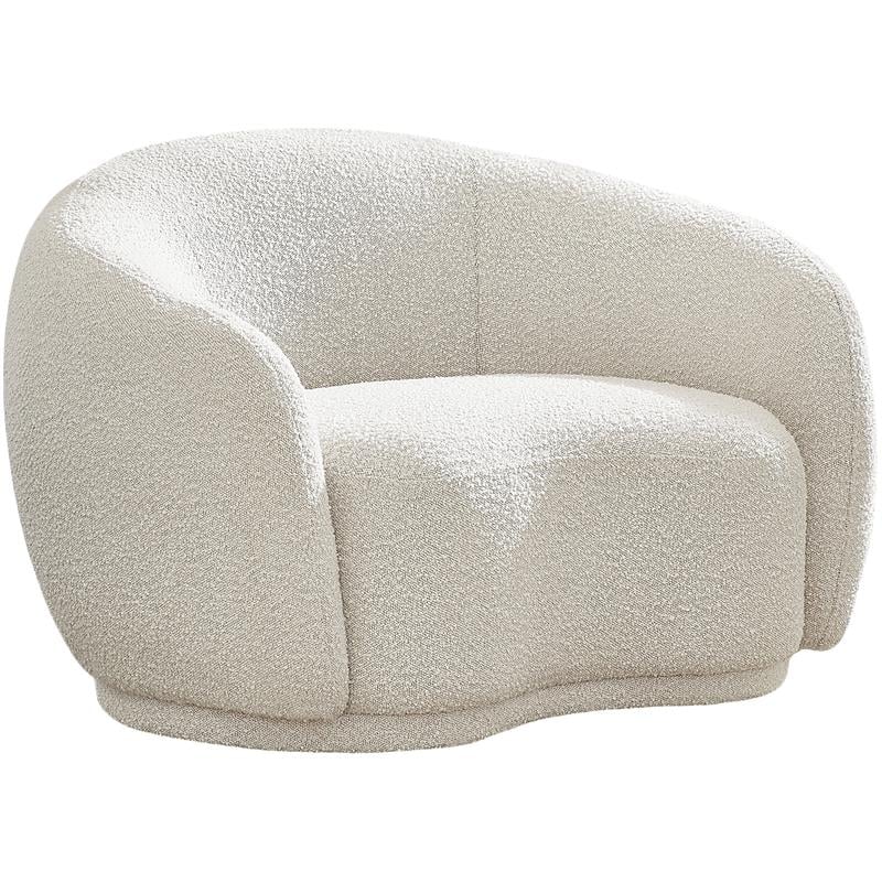 Pemberly Row Contemporary Boucle Fabric Chair With Rounded Back in Cream