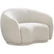 Pemberly Row Contemporary Boucle Fabric Chair With Rounded Back in Cream
