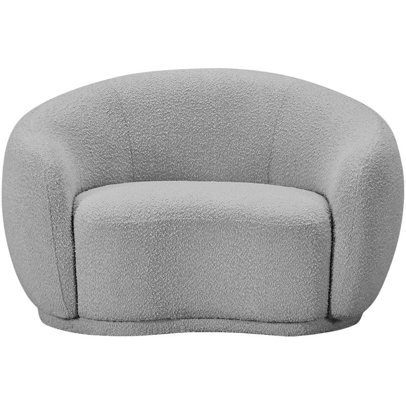 Pemberly Row Contemporary Boucle Fabric Chair With Rounded Back in Gray
