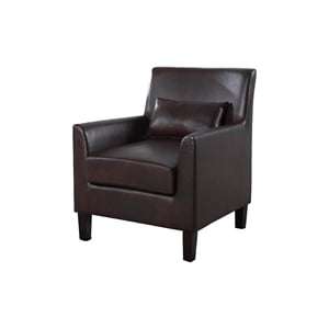 Pemberly Row Faux Leather Living Room Accent Arm Chair in Espresso