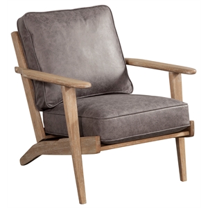 pemberly row modern / contemporary wood lounge chair in gray