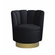 Pemberly Row Velvet Upholstered Swivel Accent Chair in Black Velvet