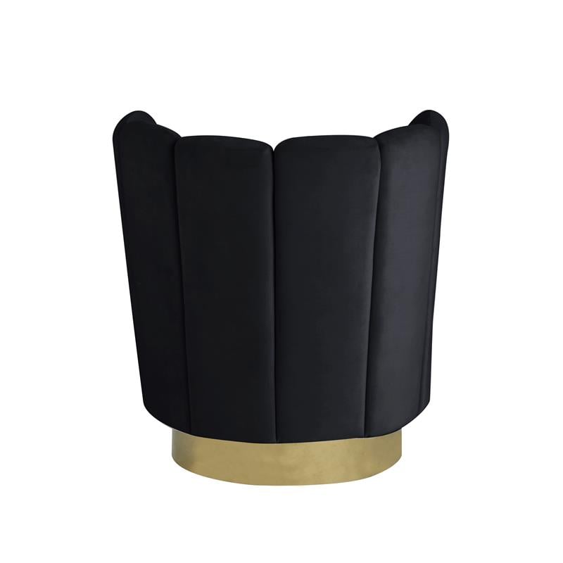 Pemberly Row Velvet Upholstered Swivel Accent Chair in Black Velvet