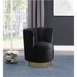 Pemberly Row Velvet Upholstered Swivel Accent Chair in Black Velvet