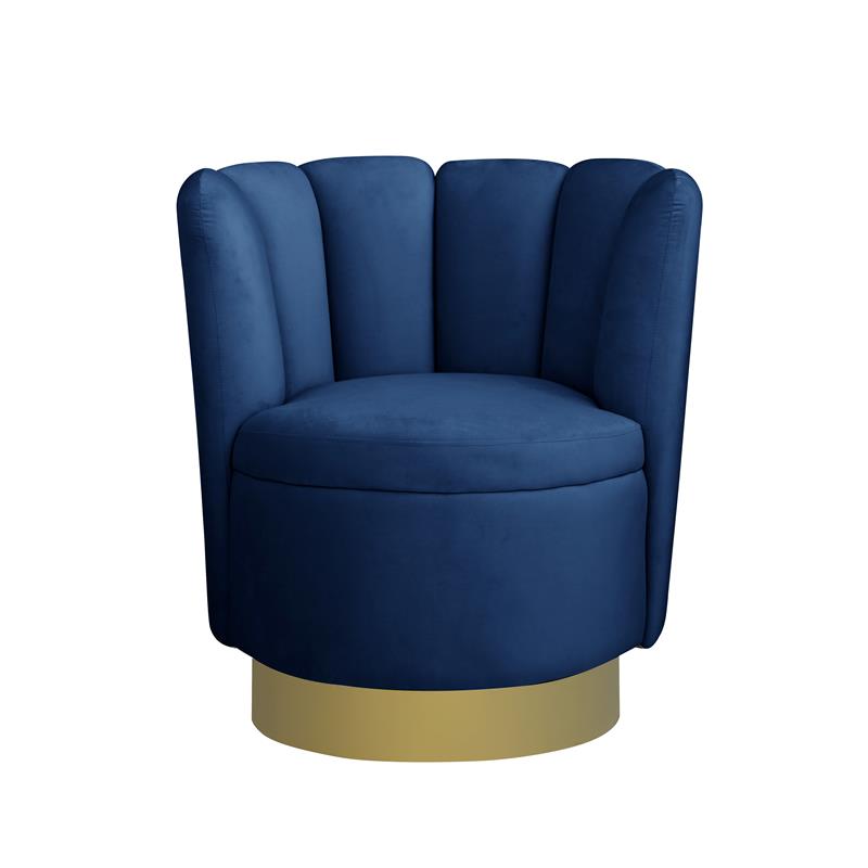 Pemberly Row Velvet Upholstered Swivel Accent Chair in Blue Velvet