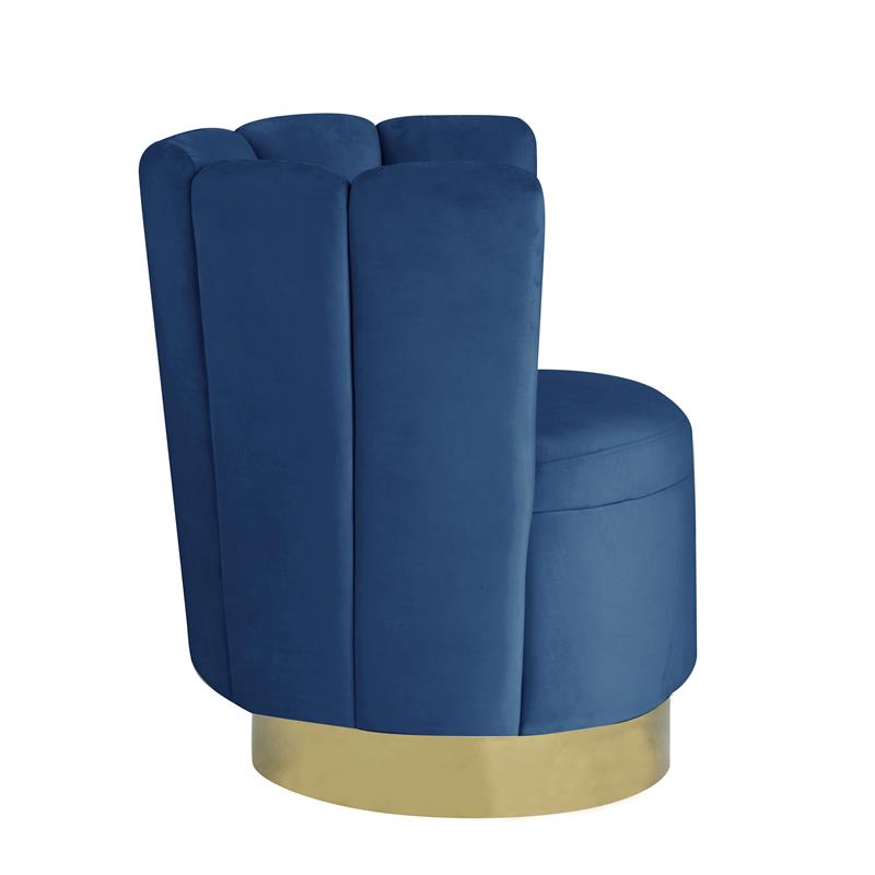 Pemberly Row Velvet Upholstered Swivel Accent Chair in Blue Velvet