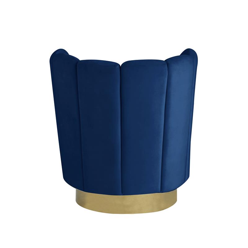 Pemberly Row Velvet Upholstered Swivel Accent Chair in Blue Velvet