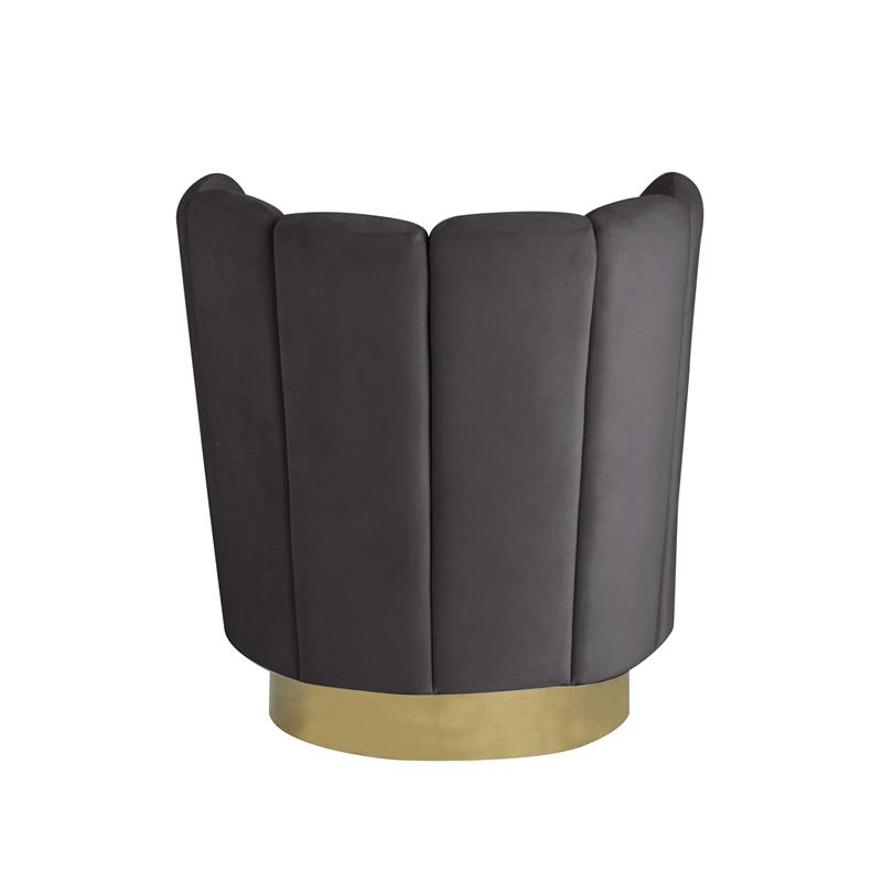 Pemberly Row Velvet Upholstered Swivel Accent Chair in Gray Velvet
