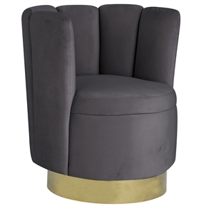 Pemberly Row Velvet Upholstered Swivel Accent Chair in Gray Velvet