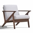 Pemberly Row Solid Wood and Fabric Accent Armchair in Walnut and Light Gray