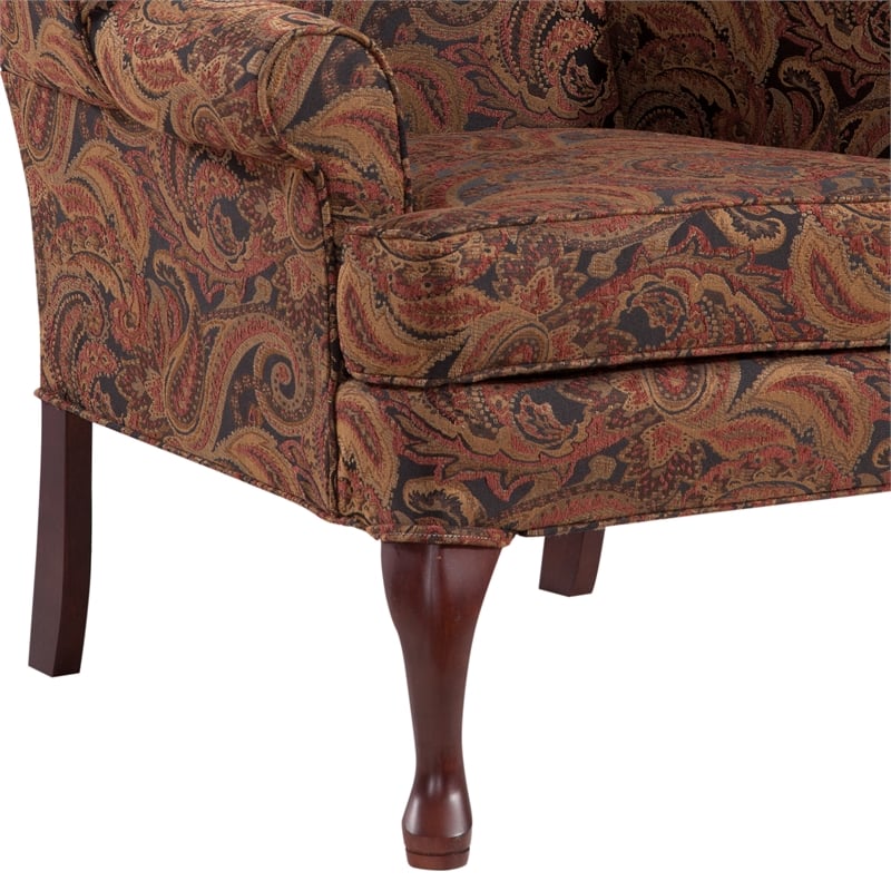 Pemberly Row Traditional Wing Back Accent Chair in Red Finish