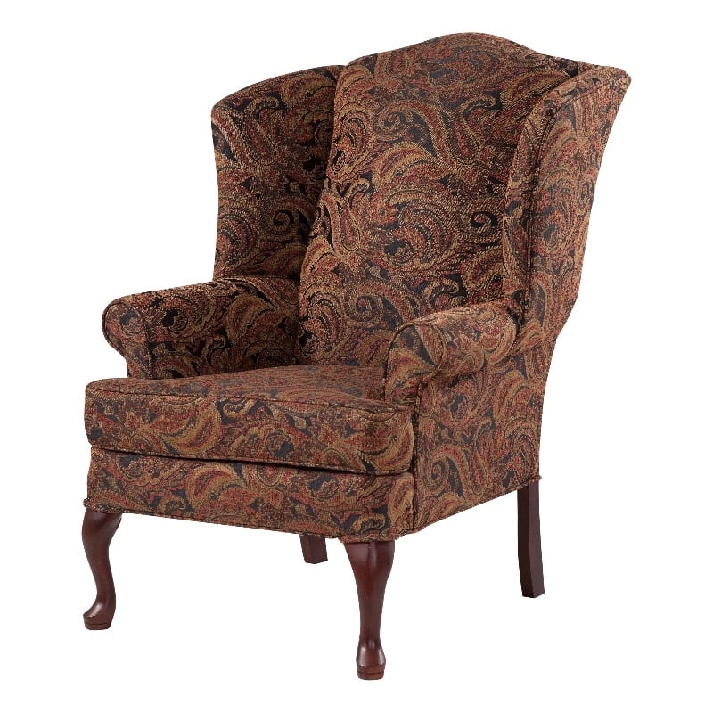Pemberly Row Traditional Wing Back Accent Chair in Red Finish