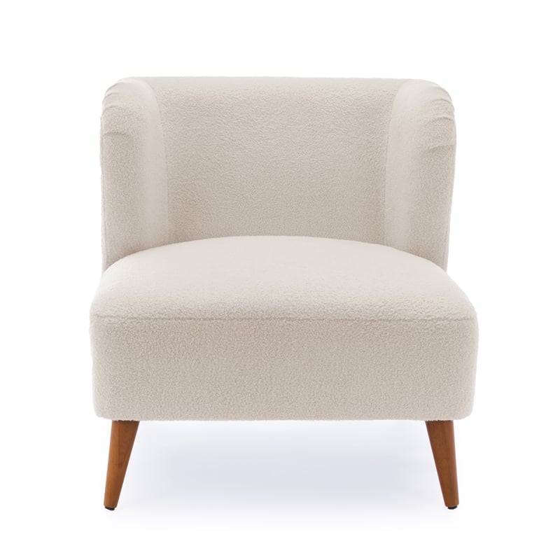 Pemberly Row Milky White Textured Polyester Boucle Fabric Accent Chair