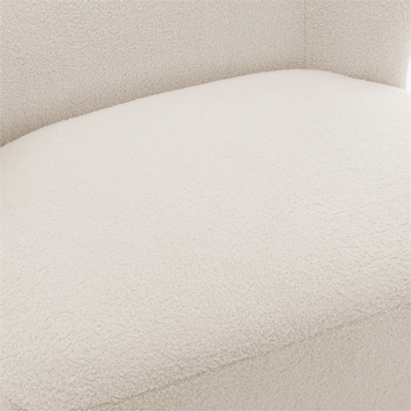 Pemberly Row Milky White Textured Polyester Boucle Fabric Accent Chair