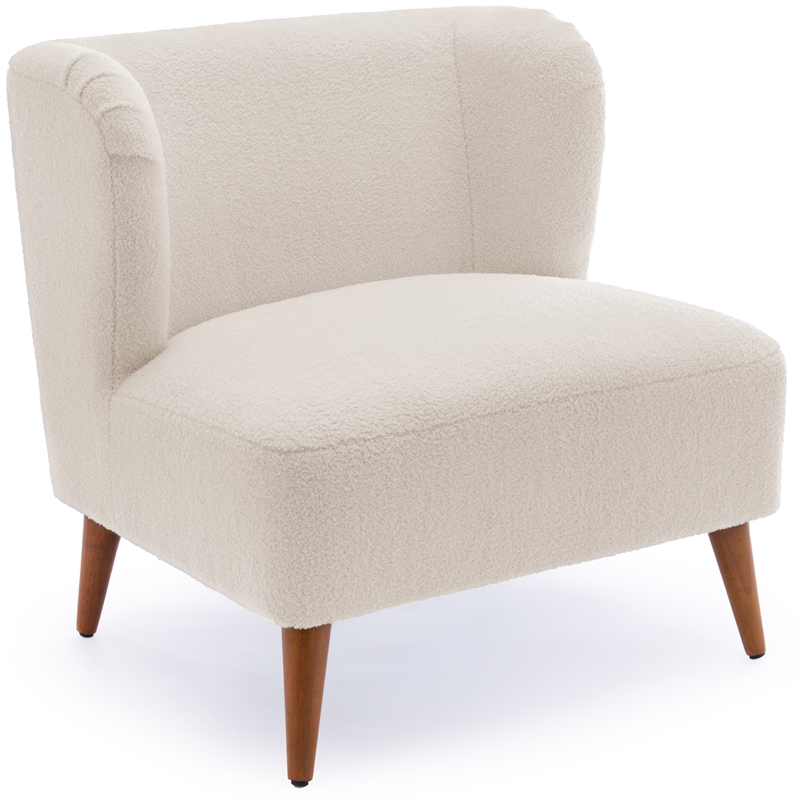 Pemberly Row Milky White Textured Polyester Boucle Fabric Accent Chair