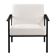 Pemberly Row Polyester Oatmeal Cream Stationary Black Metal Accent Chair