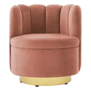 Pemberly Row Modern / Contemporary Velvet Accent Chair in Blush Pink/Gold