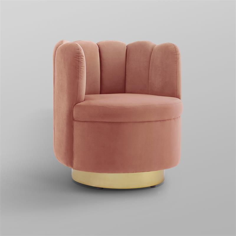Pemberly Row Modern / Contemporary Velvet Accent Chair in Blush Pink/Gold