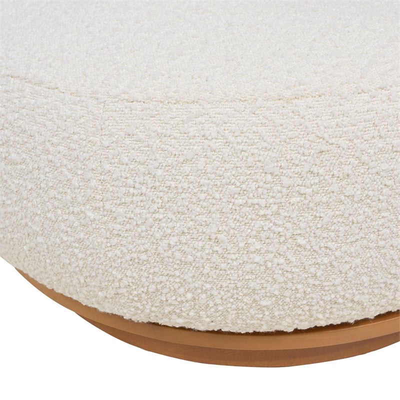 Pemberly Row 360 Swivel Barrel Back Accent Chair Ivory White Boucle