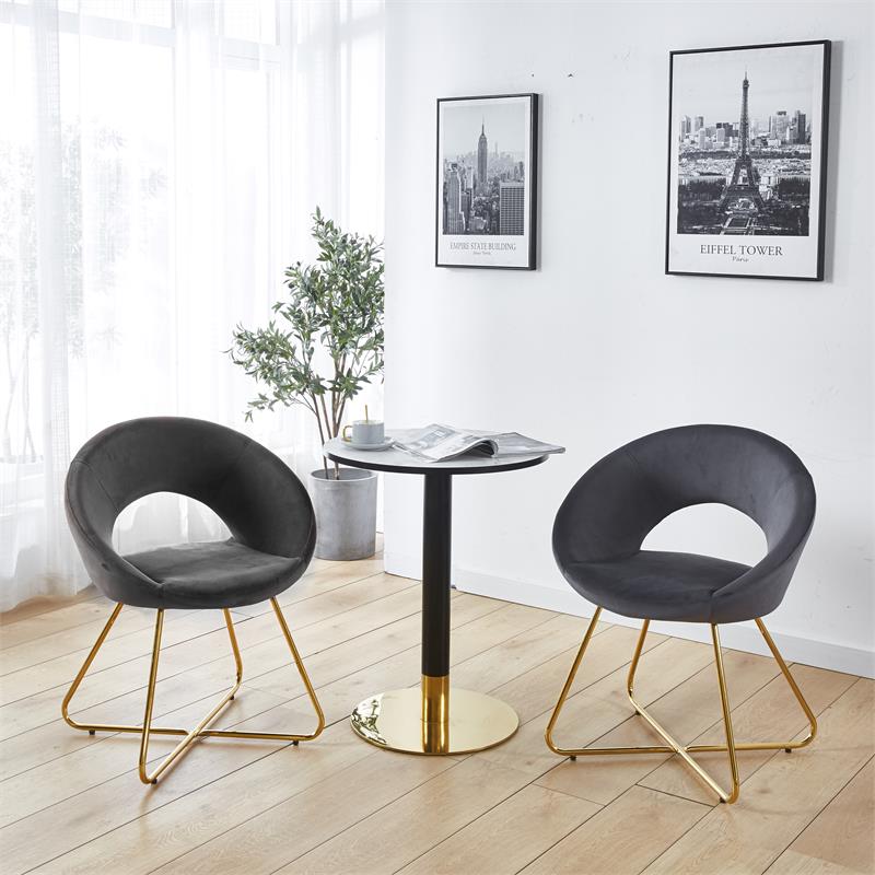 Pemberly Row Modern / Contemporary Velvet 2-PC Accent Chair in Gray