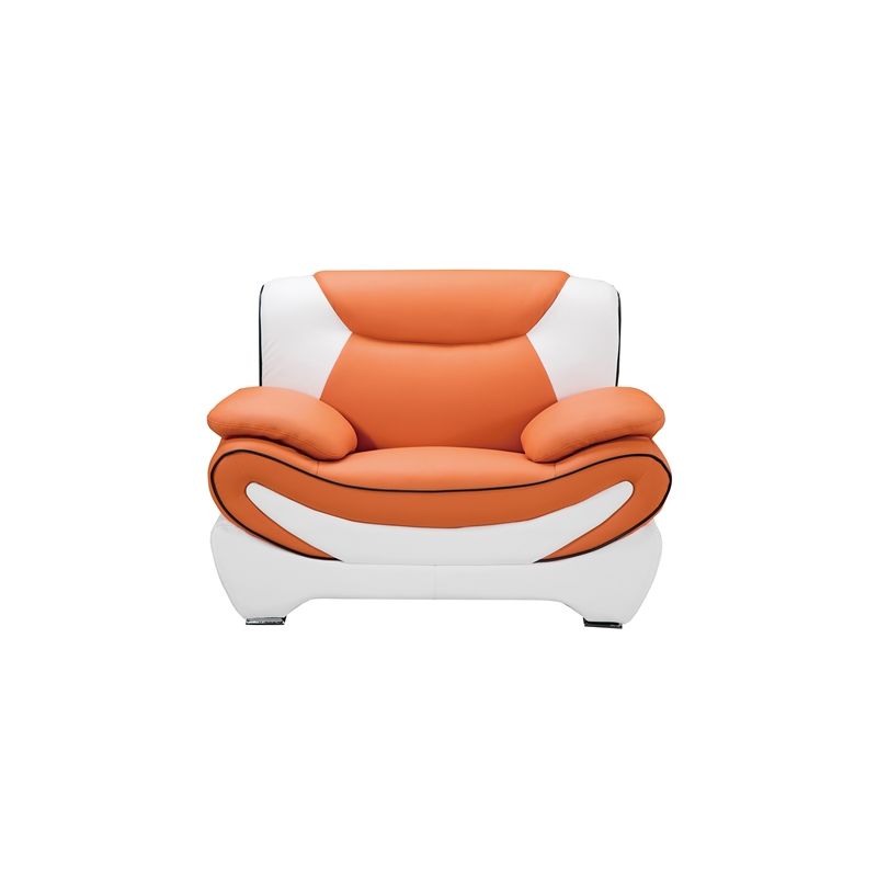 Pemberly Row Orange and White Color With With Faux Leather Chair