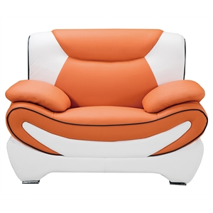 Pemberly Row Orange and White Color With With Faux Leather Chair