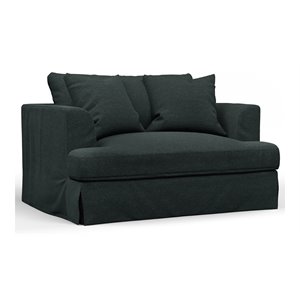 Pemberly Row 52&quot Fabric Slipcovered Chair and A Half in Dark Gray