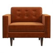 Pemberly Row Mid Century Modern Style Tufted Wide Velvet Armchair in Orange