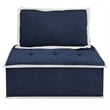 Pemberly Row Contemporary Fabric Armless Corner Accent Chair in Navy Blue/Cream