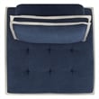 Pemberly Row Contemporary Fabric Armless Corner Accent Chair in Navy Blue/Cream