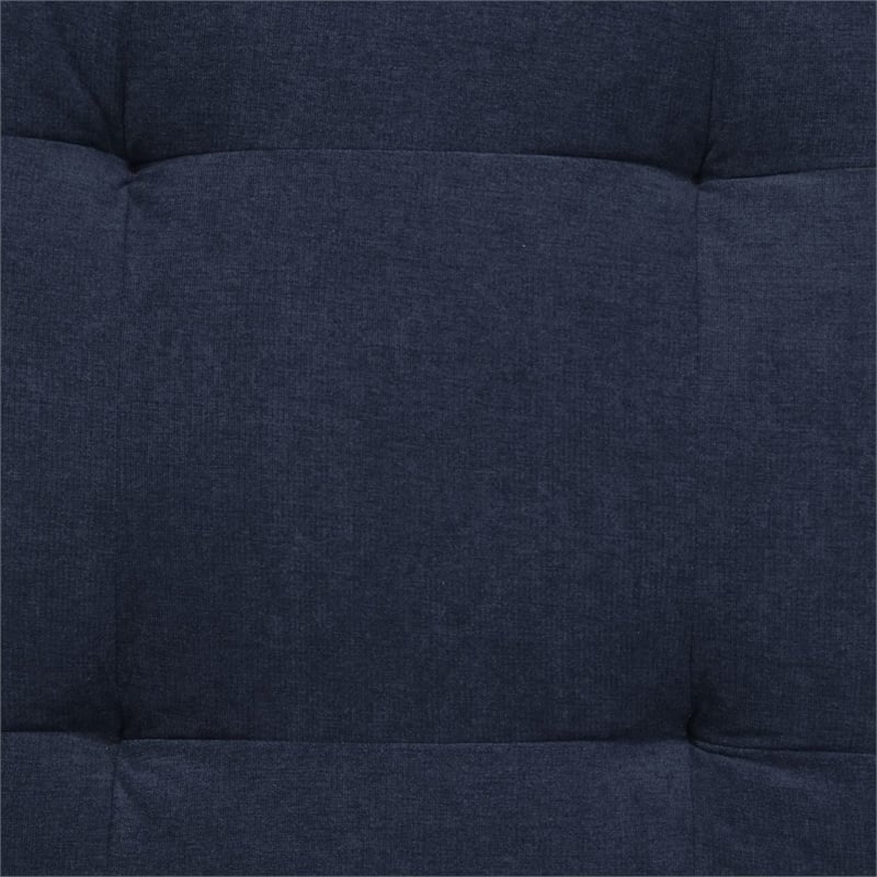 Pemberly Row Contemporary Fabric Armless Corner Accent Chair in Navy Blue/Cream