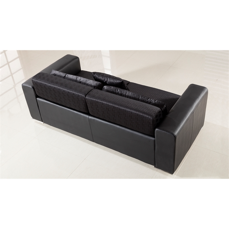 Pemberly Row Black Finish With Faux Leather and Fabric Chair