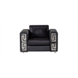 Pemberly Row Black Finish With Faux Leather and Fabric Chair