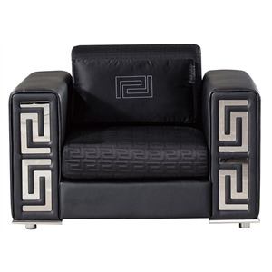 Pemberly Row Black Finish With Faux Leather and Fabric Chair