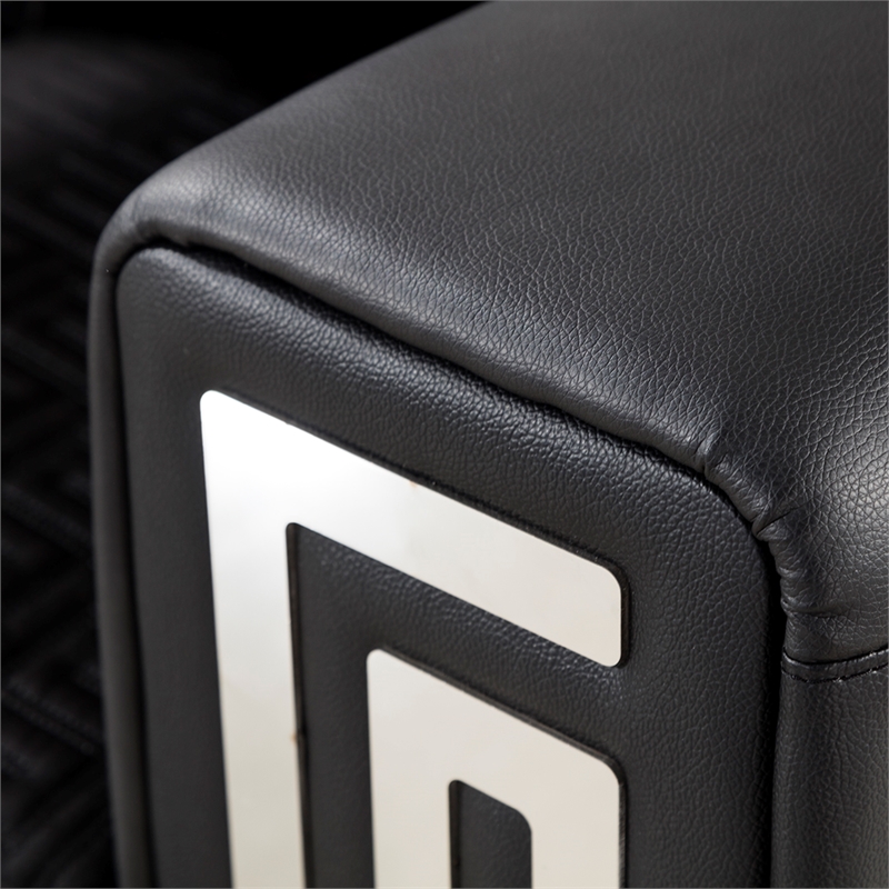 Pemberly Row Black Finish With Faux Leather and Fabric Chair