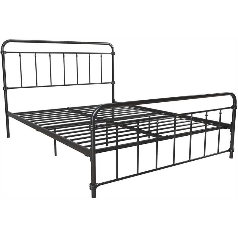 Pemberly Row Modern / Contemporary Metal Black Finish Bed in Full