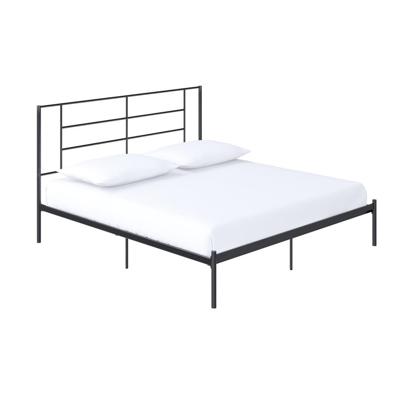 Pemberly Row Modern / Contemporary Metal Bed Black Finish in King