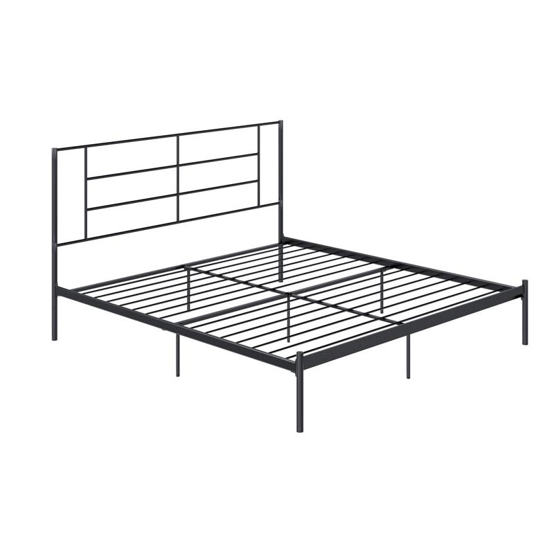 Pemberly Row Modern / Contemporary Metal Bed Black Finish in King