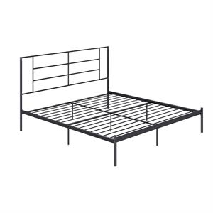 Pemberly Row Modern / Contemporary Metal Bed Black Finish in King
