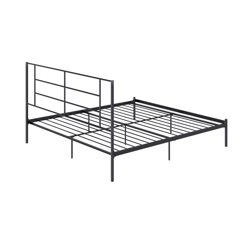 Pemberly Row Modern / Contemporary Metal Bed Black Finish in King